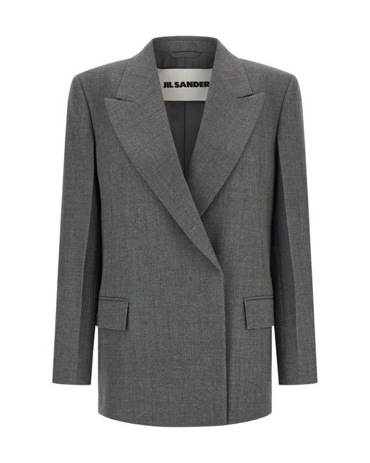 Jil Sander Gray Double Breasted Tailored Blazer