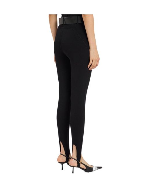 Self-Portrait Black Stirrup Belted Knit Leggings