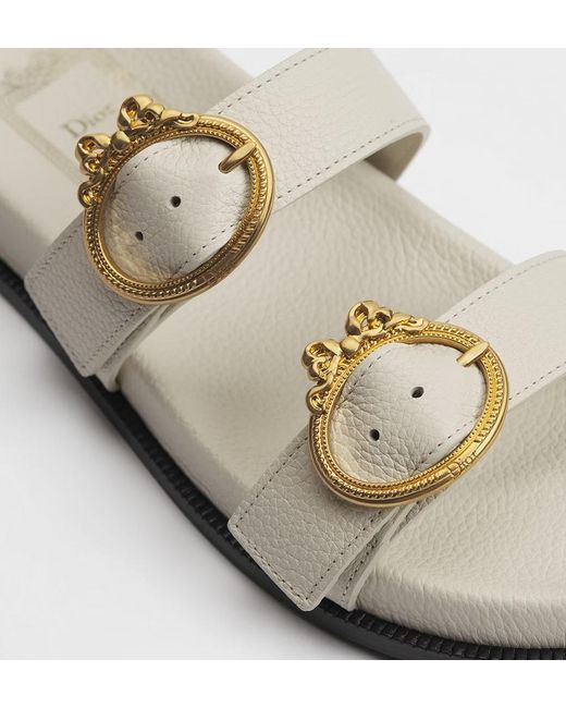 Dior White Médaillon Buckle Slide