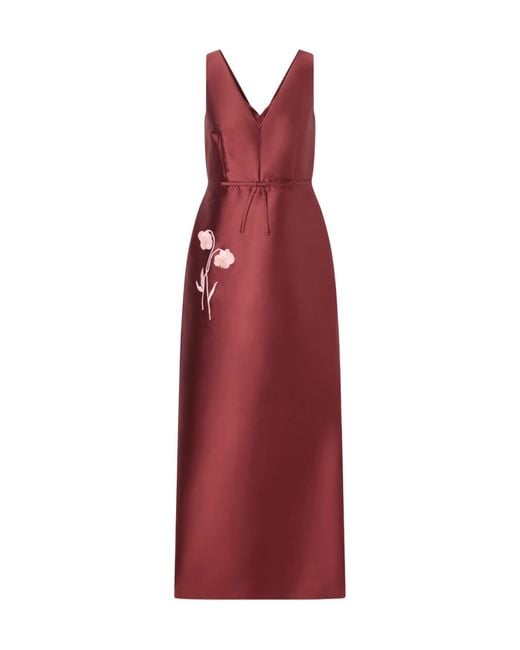 Erdem Bow-Detailed Embroidered Mikado Gown