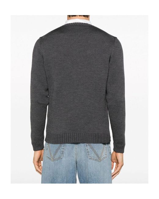 Zanone Gray Ribbed Virgin Wool Jumper for men