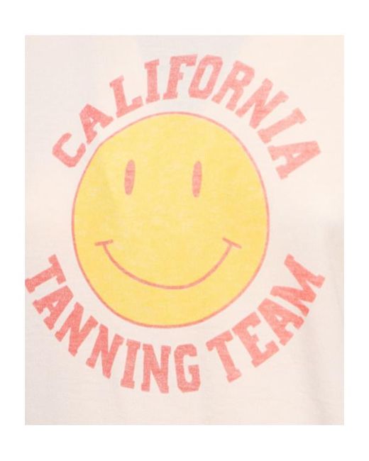 Re/done Pink Round-Neck Printed T-Shirt