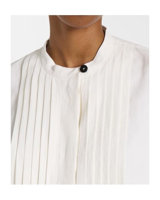 Jil Sander White Plissé Linen Blouse