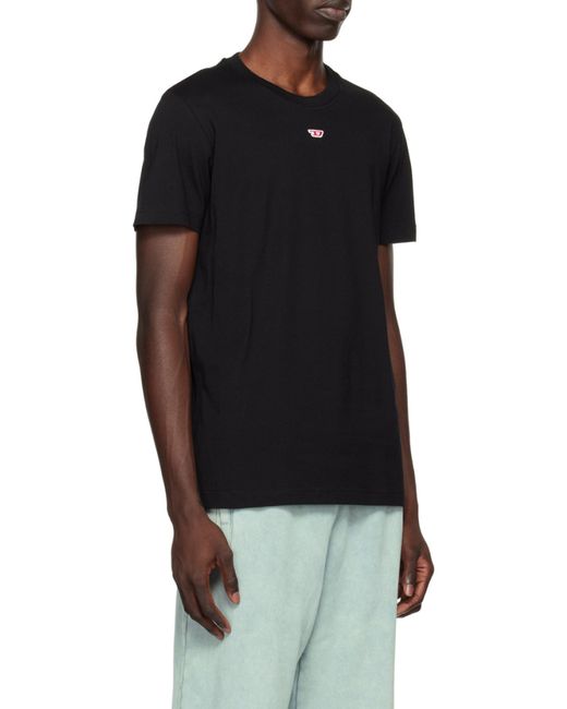 DIESEL Black T-Diegor-D Logo-Patch Crewneck T-Shirt for men