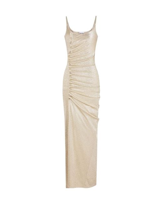 Rabanne White Buttoned Draped Dress