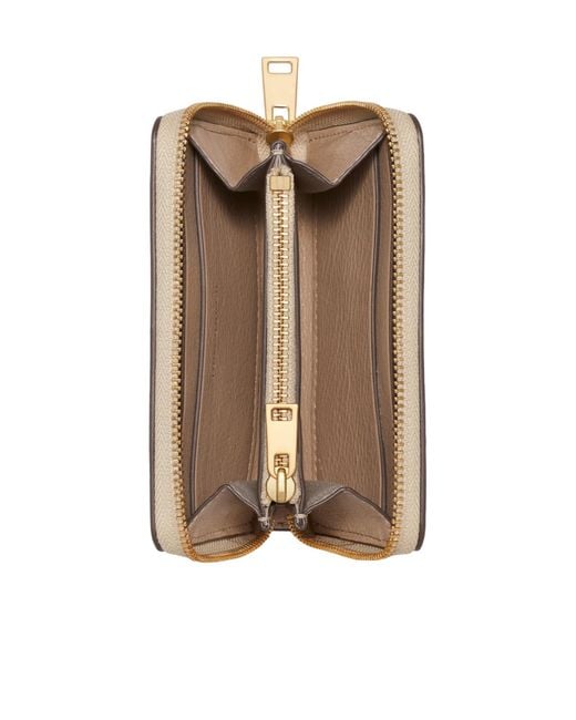 Tory Burch Natural Small Charlie Quilted Zip-Around Wallet
