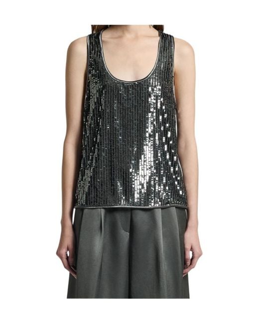 Peserico Black Sequin-Embellished Tank Top