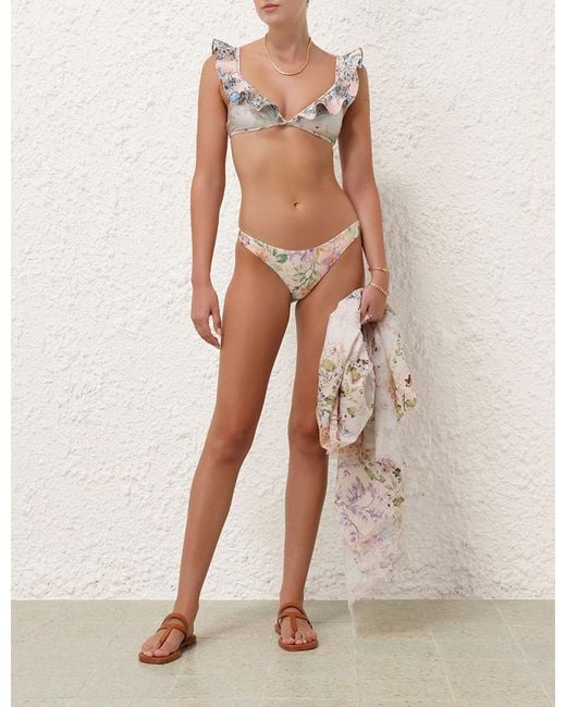Zimmermann Natural Floral Printed Bikini Top