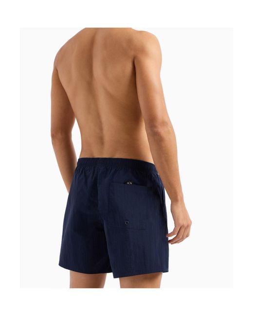 ARMANI EXCHANGE Blue Logo Swimming Trunks for men