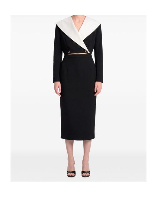 Alessandra Rich Black Crepe Midi Skirt