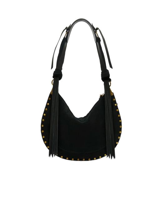 Isabel Marant Black Oskan Fringe Soft Zip Bag