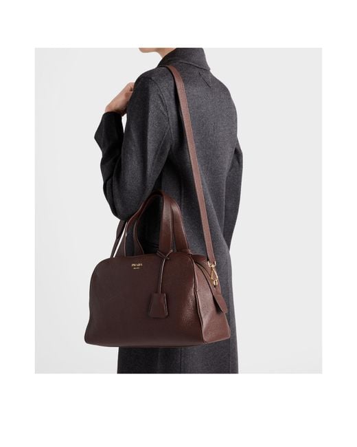 Prada Brown Logo-Printed Zipped Tote Bag