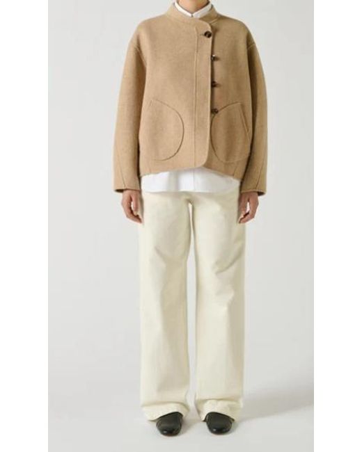 Soeur Natural Double-Faced Wool Short Coat