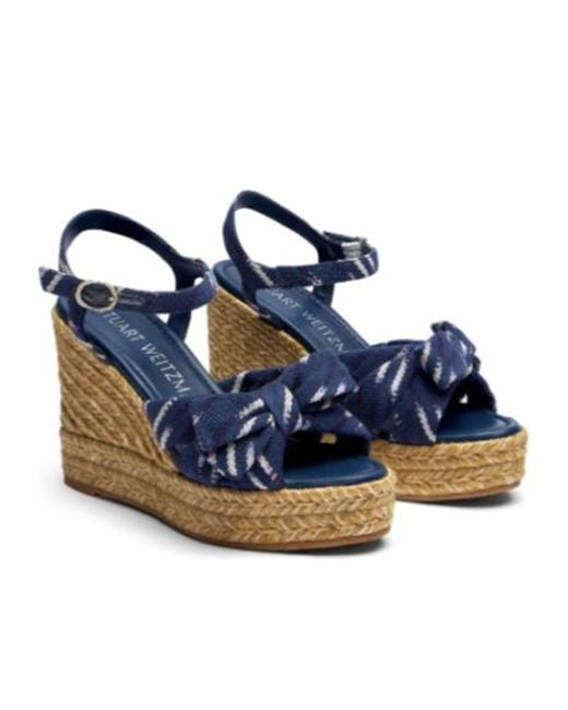 Stuart Weitzman Blue Sofia 80Mm Wedge Espadrilles