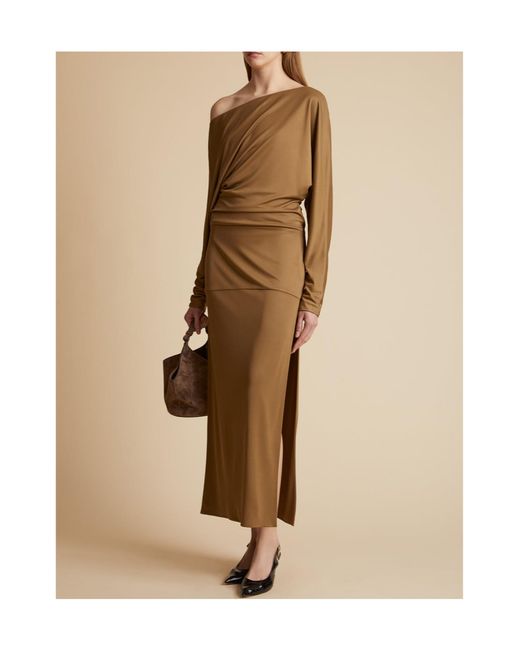 Khaite Brown Junet Draped Maxi Dress