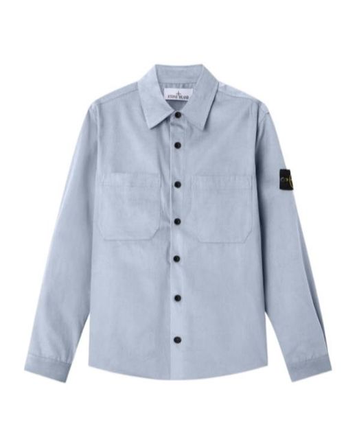 Stone Island Blue Regular-Fit Overshirt With Pockets for men