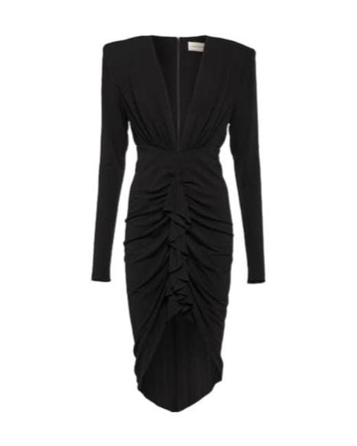 Alexandre Vauthier Black Draped Jersey Midi Dress