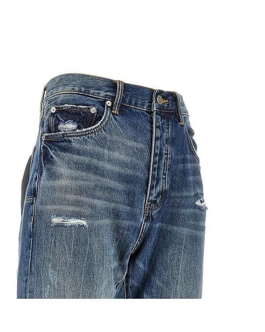 Purple Brand Blue Distressed Straight-Leg Jeans for men