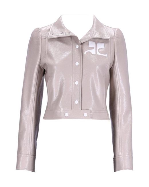 Courreges Pink Courrèges Vinyl Straight Hem Cropped Jacket