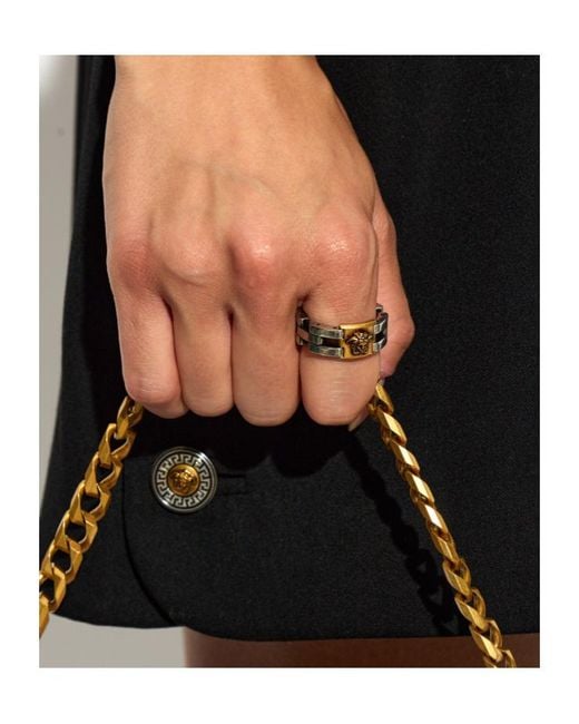 Versace White Medusa Link Ring for men