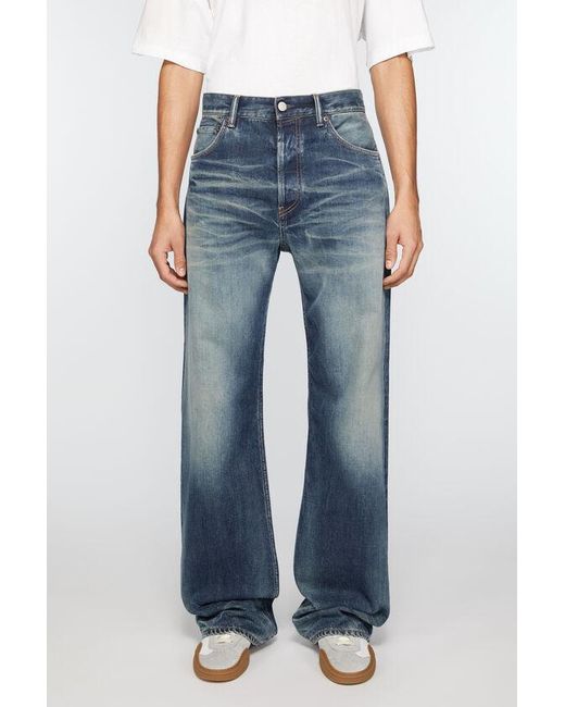 Acne Blue Logo Patch Straight Leg Jeans for men