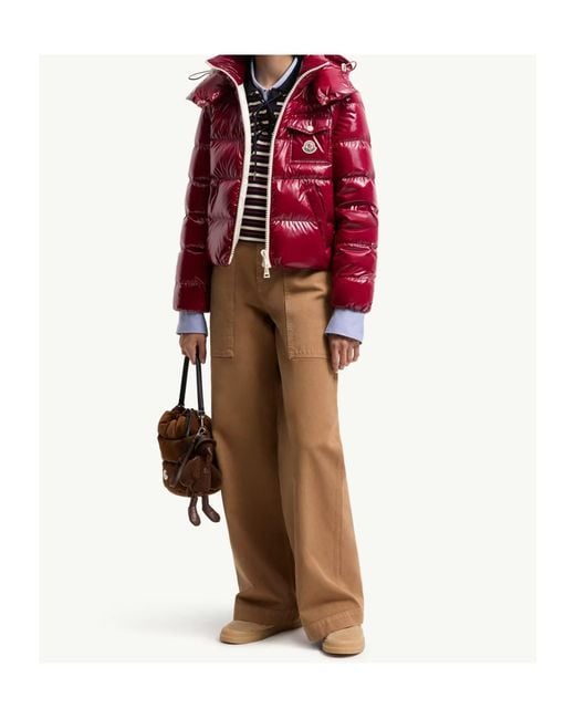 Moncler Red Andro Short Down Jacket With Hood