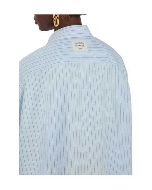 Acne Blue Minimalist Versatile Striped Shirt
