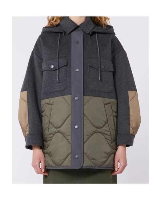 Weekend by Maxmara Gray Ossola Hooded Quilted Coat