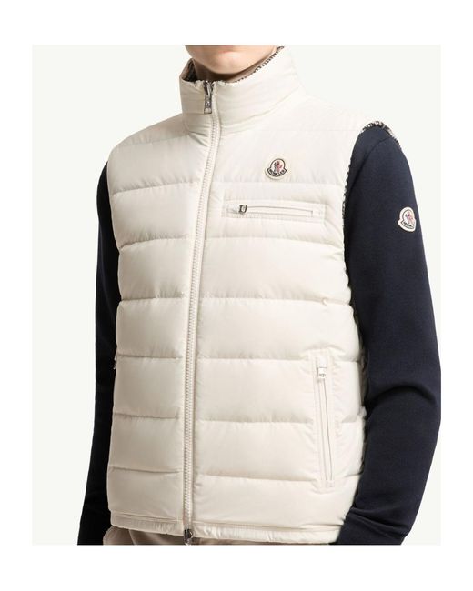 Moncler Gray Gienah Reversible Wool Blend Down Vest for men