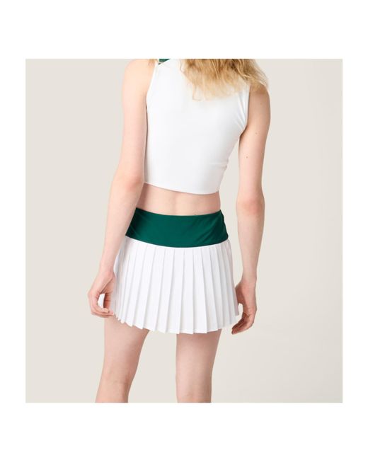 Miu Miu Green Stretch Technical Jersey Pleated Miniskirt