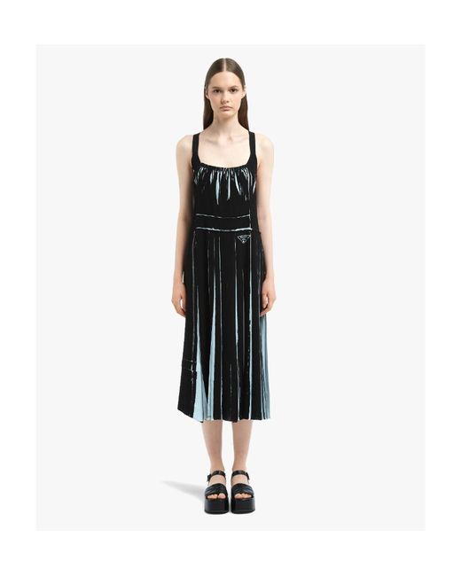 Prada Black U-Neck Sleeveless Sablé Dress