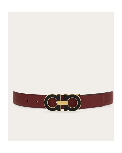 Ferragamo White Reversible Adjustable Gancini Belt for men
