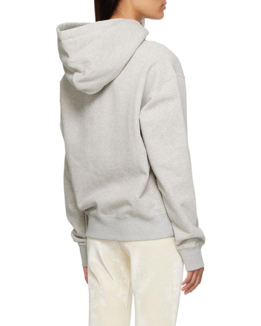 Jil Sander Gray Logo Printed Drawstring Hoodie