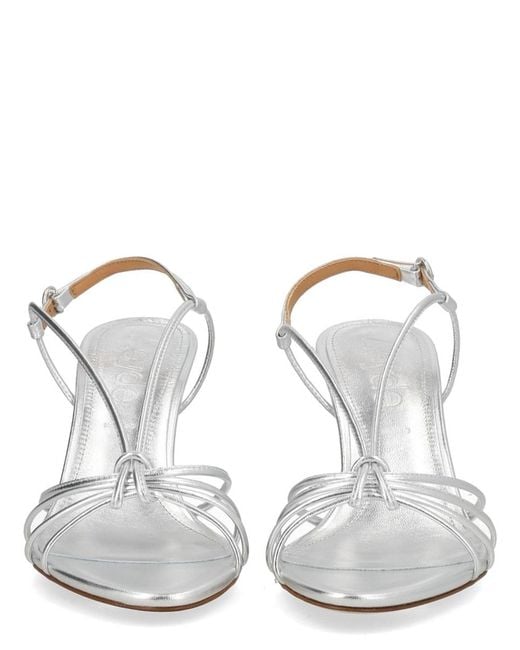 Aeyde White Solange Knot-Detailed Sandals