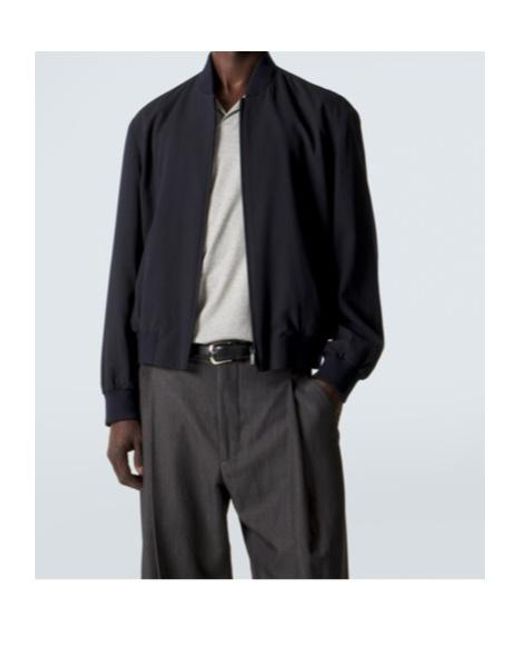 Giorgio Armani Blue Cotton-Blend Bomber Jacket for men