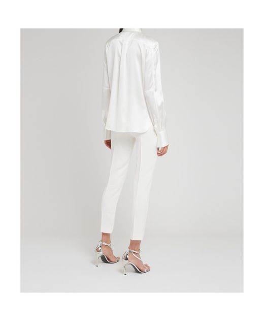 Brunello Cucinelli White Long Sleeved Curved Hem Shirt