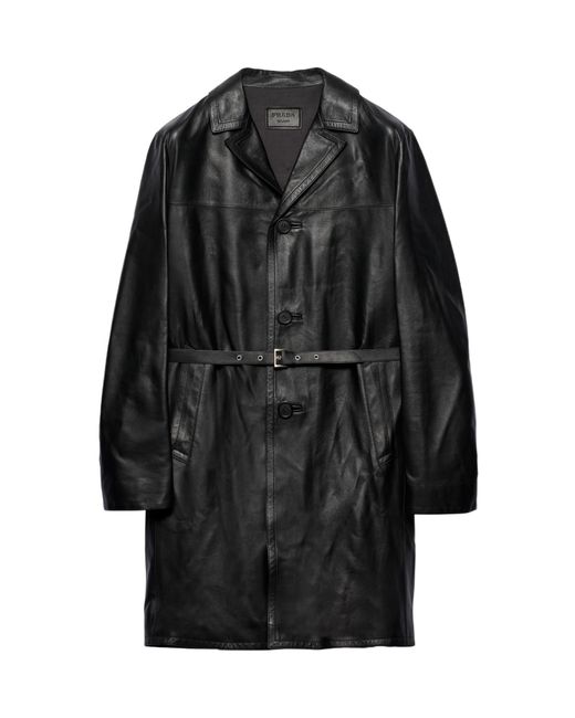Prada Black Nappa Leather Coat for men
