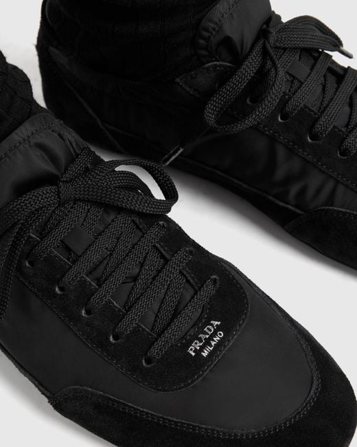 Prada Black Collapse Lace-Up Sneakers