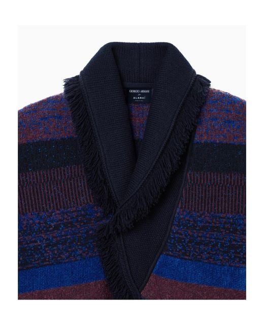 GIORGIO ARMANI X ALANUI Blue Giorgio Armani For Alanui Cashmere Blend Cardigan for men