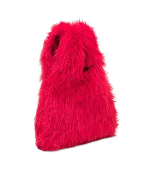 MSGM Red Fluffy Small Satchel Bag
