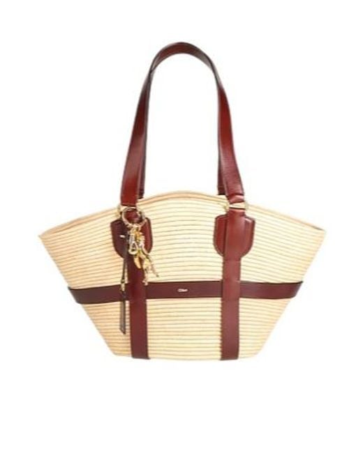 Chloé Pink Twotone Large Straw Handbag
