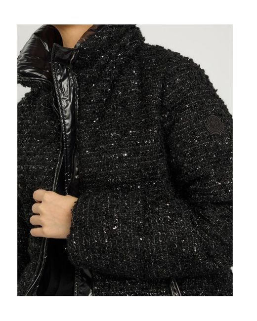 Moncler Black Urbel Padded Metallic-Tweed Jacket