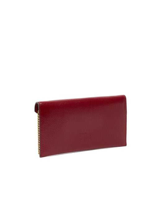 Pinko Red Love Birds Logo Detailed Clutch Bag