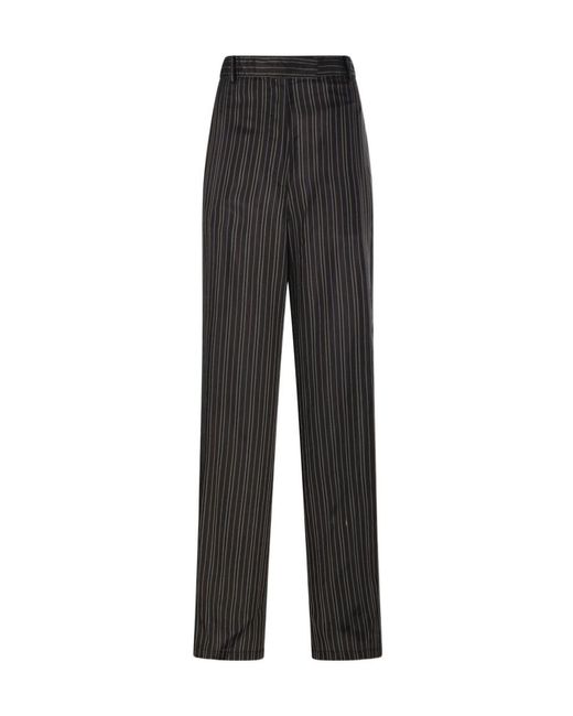 Dries Van Noten Black Striped Wide-Leg Trousers