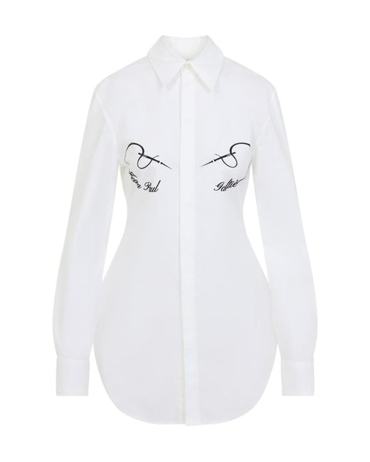 Jean Paul Gaultier White Embroidery Button Shirt