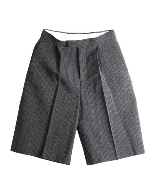 MM6 by Maison Margiela Gray Striped Wool Blend Tailored Shorts