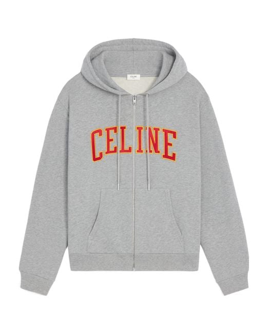Céline Gray Loose Zip Up Hoodie for men