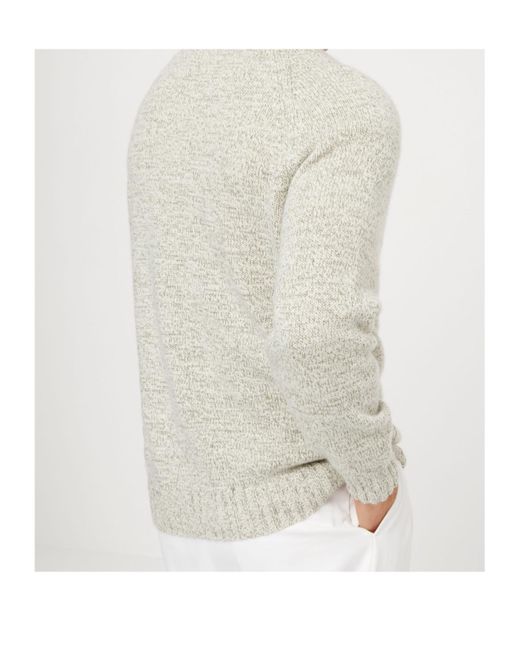 Brunello Cucinelli White Marl-Knitted Crewneck Jumper for men