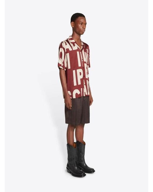 Dries Van Noten Red Logo Printed Buttoned Shirt for men