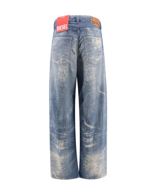 DIESEL Blue Distressed Wide-Leg Jeans